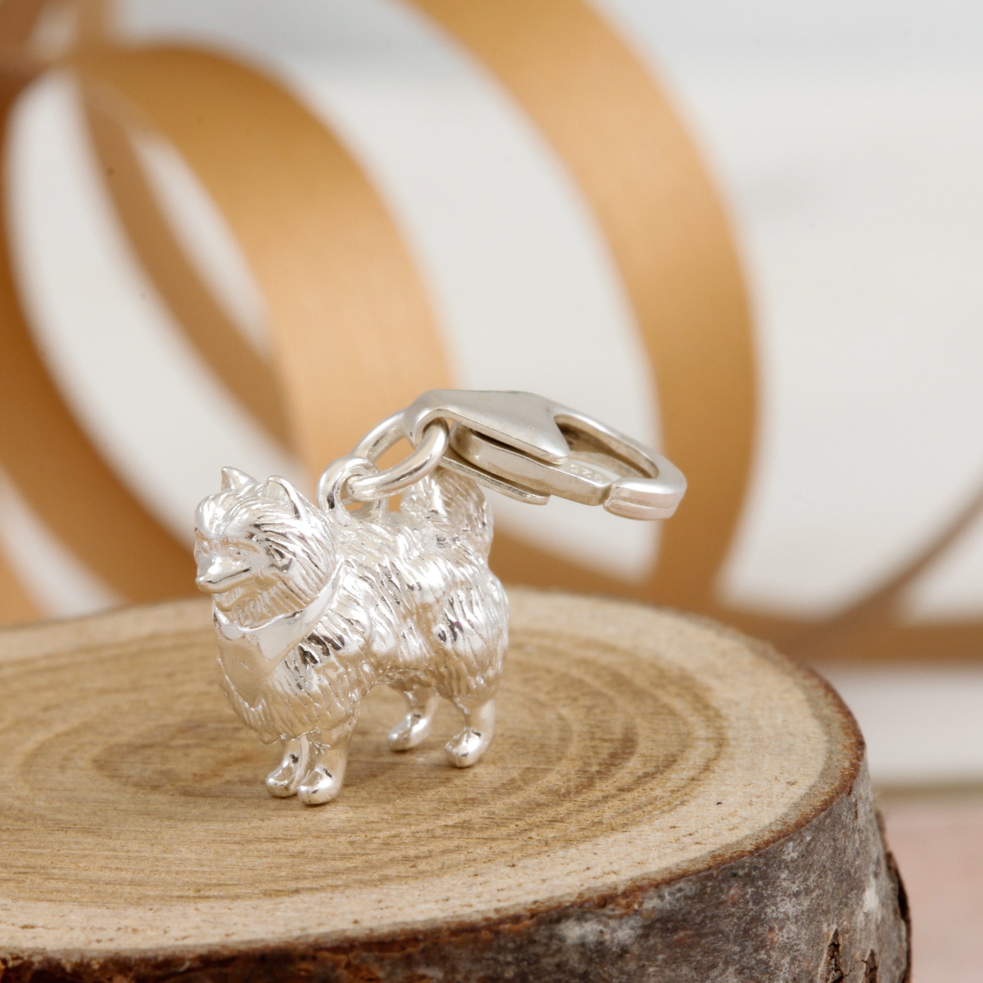 Pomeranian Silver Dog Charm - Jays Shop uk