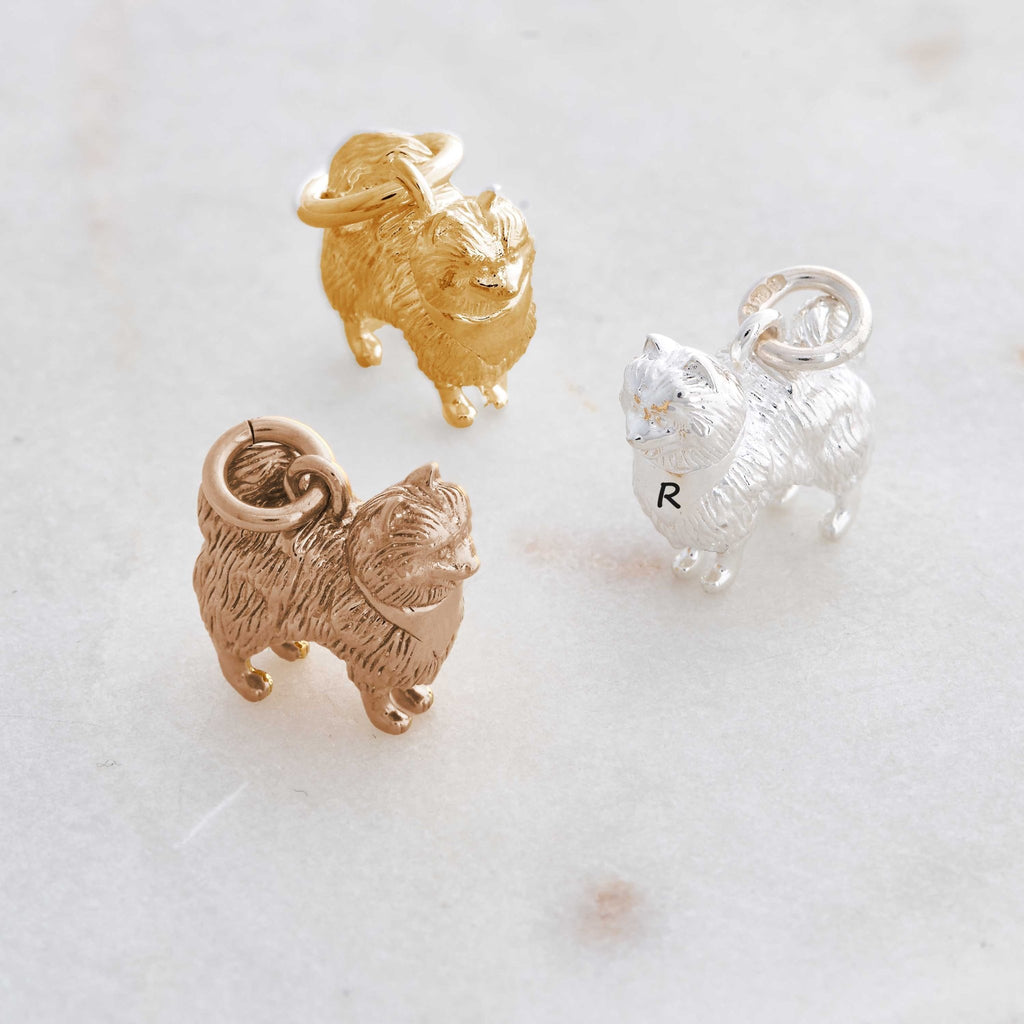 Pomeranian Silver Dog Charm - Jays Shop uk