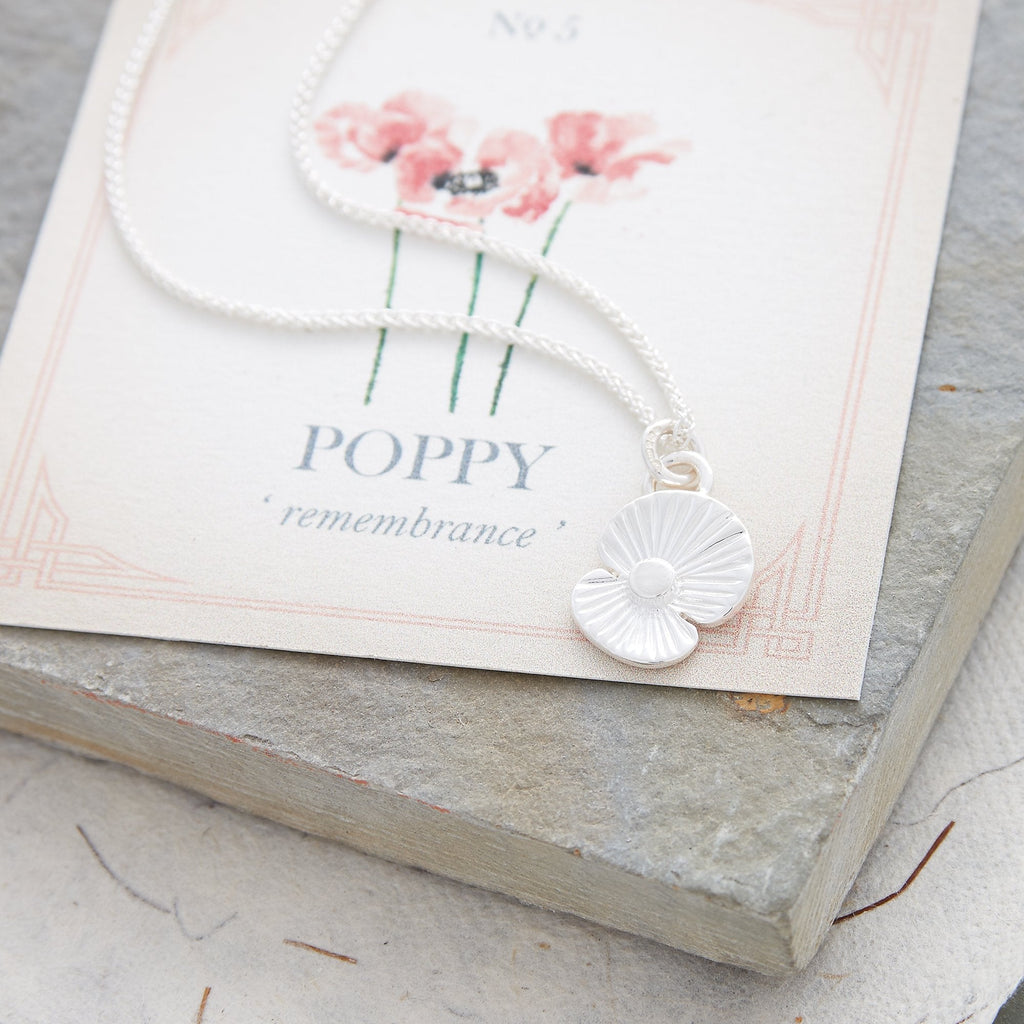 Poppy Flower Personalised Silver Charm - Jays Shop uk