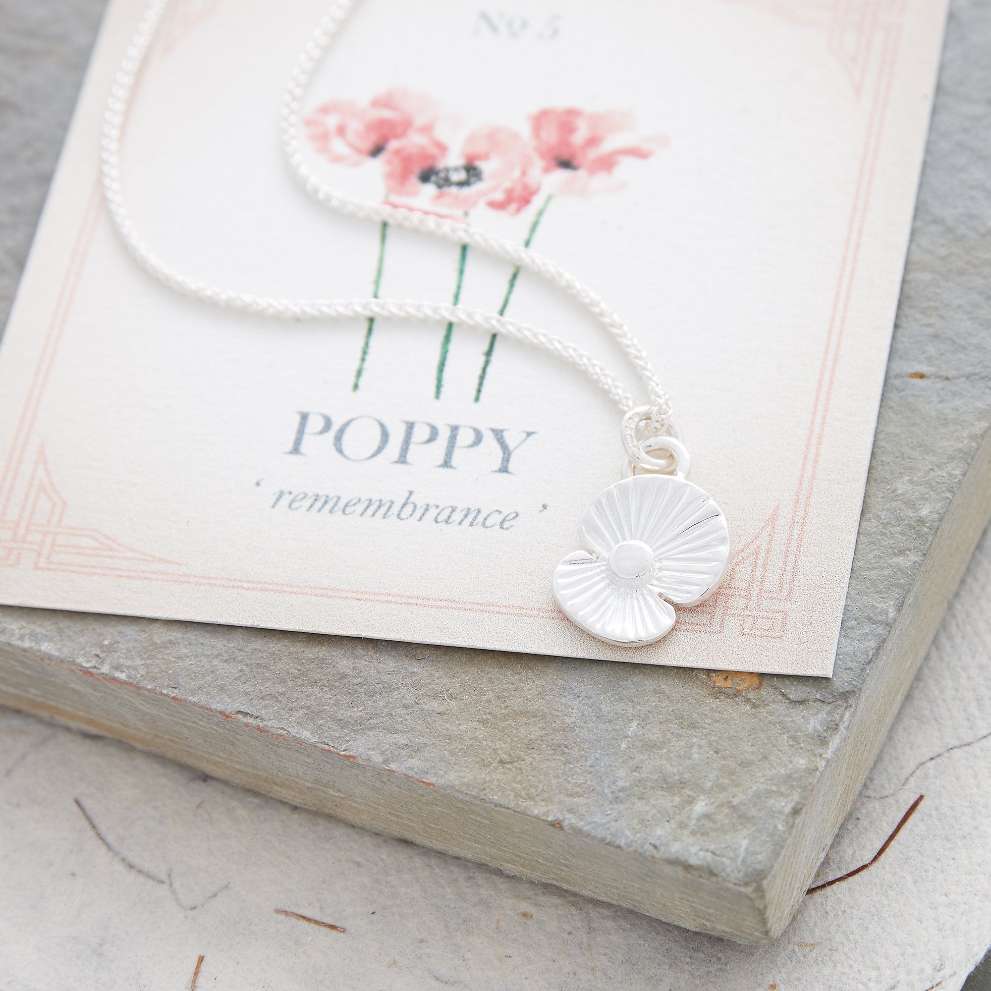 Poppy Flower Personalised Silver Charm - Jays Shop uk