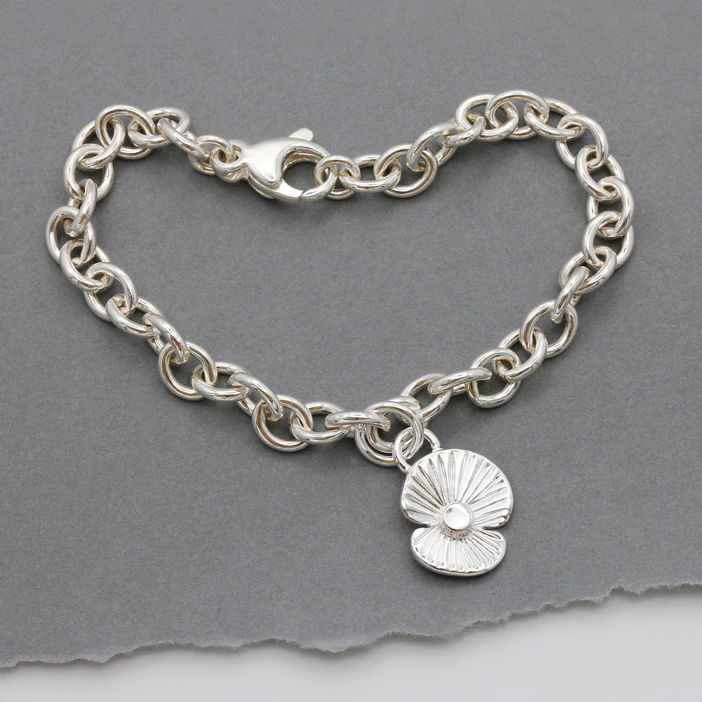 Poppy Flower Personalised Silver Charm - Jays Shop uk