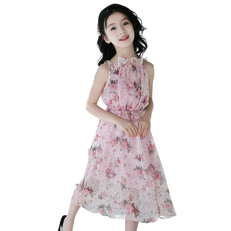 Girls' Bohemian Summer Dress - Floral Beach Maxi Dress