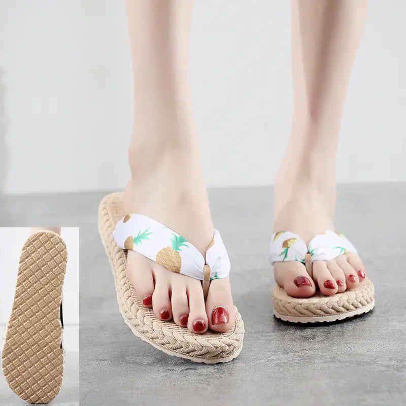 Women's Flip-Flops with Imitation Hemp Rope Sole