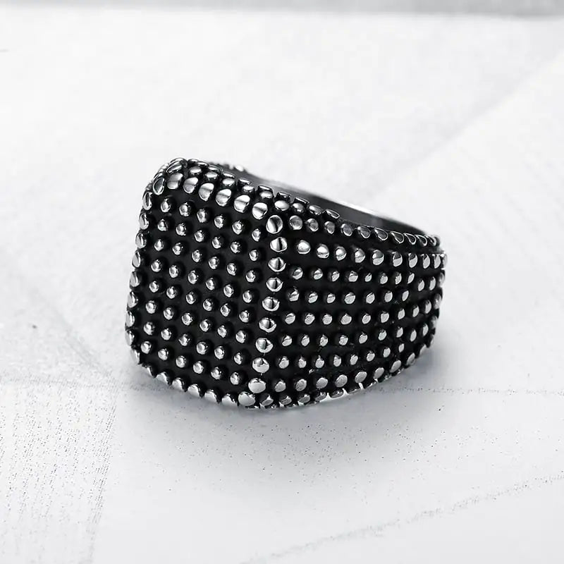 Men's Retro Black Square Hemp Dot Fashion Ring