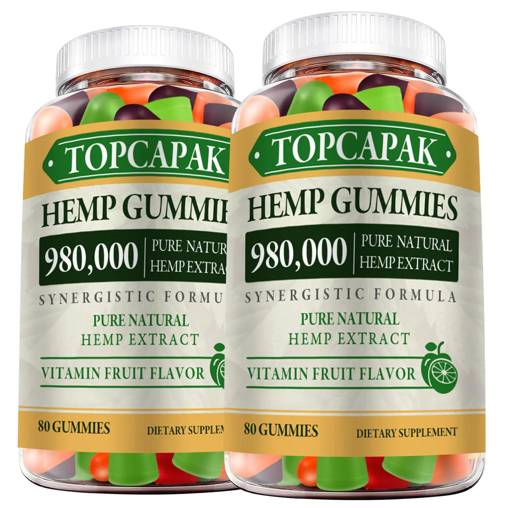 Hemp Gummies Organic Hemp Oil Extract High Potency Supplement for Adults - Low Sugar Made in USA