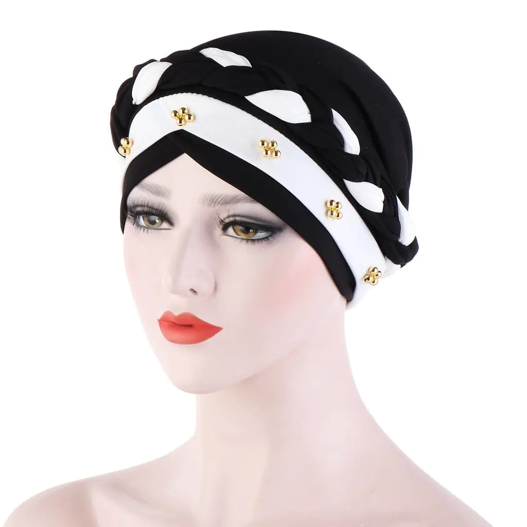 Multi-color Crystal Three-layer Hemp Turban Hat