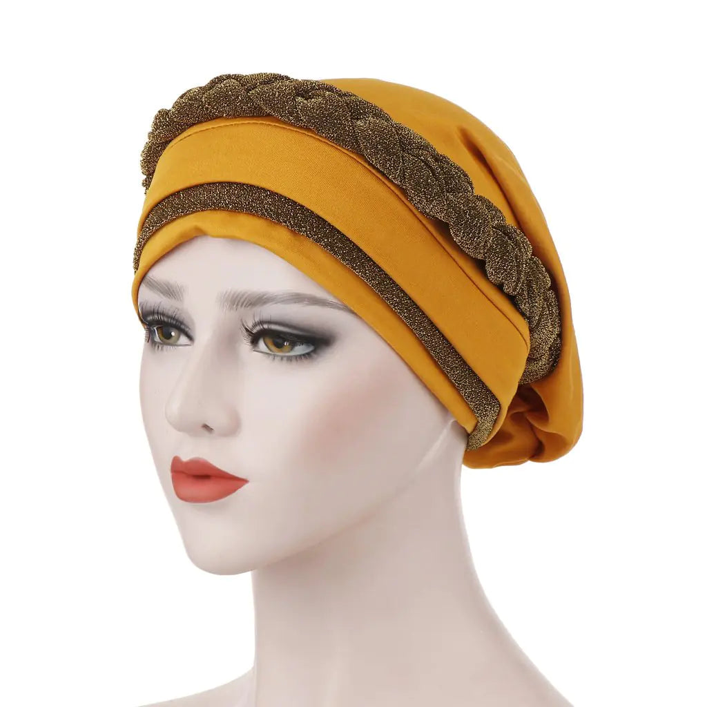 Multi-color Crystal Three-layer Hemp Turban Hat