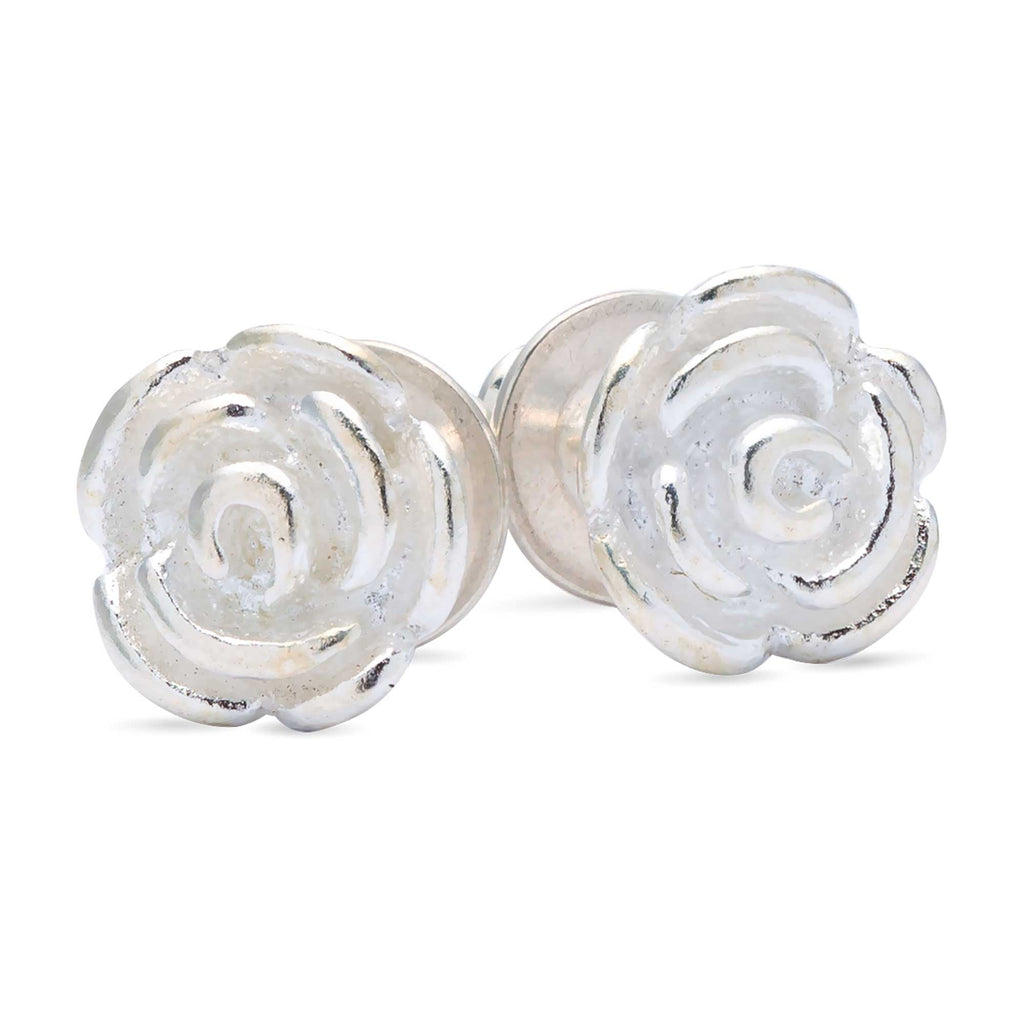 Rose Flower Silver Stud Earrings - Jays Shop uk