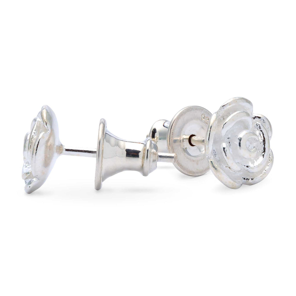 Rose Flower Silver Stud Earrings - Jays Shop uk