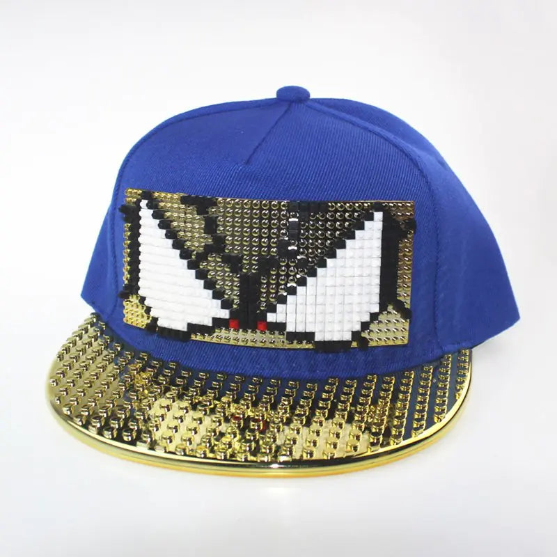 DIY Pixelated LEGO Cap in Gold and Silver Colors