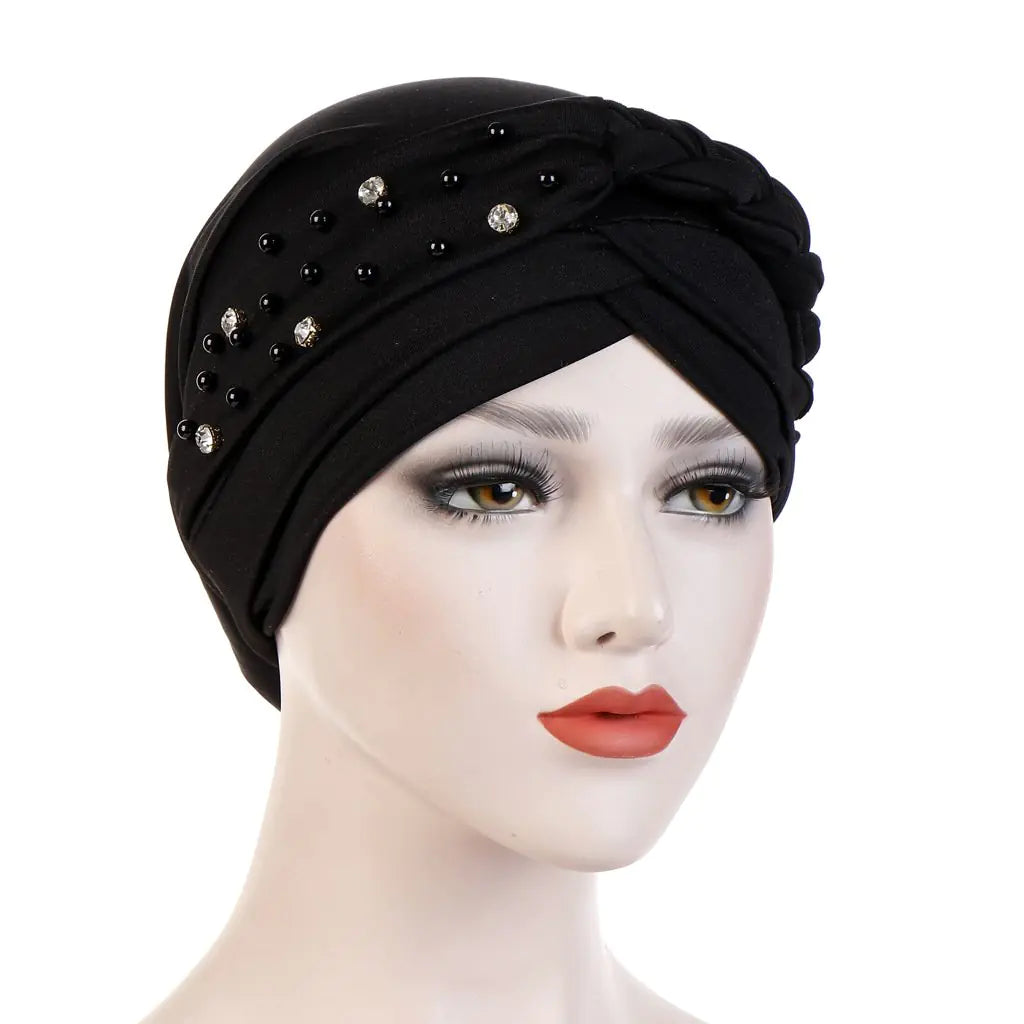 Multi-color Crystal Three-layer Hemp Turban Hat