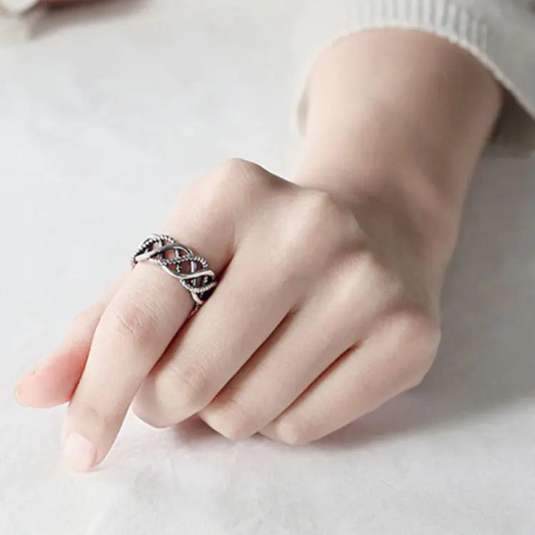 Woven Hemp Rope Wave Ring for Women