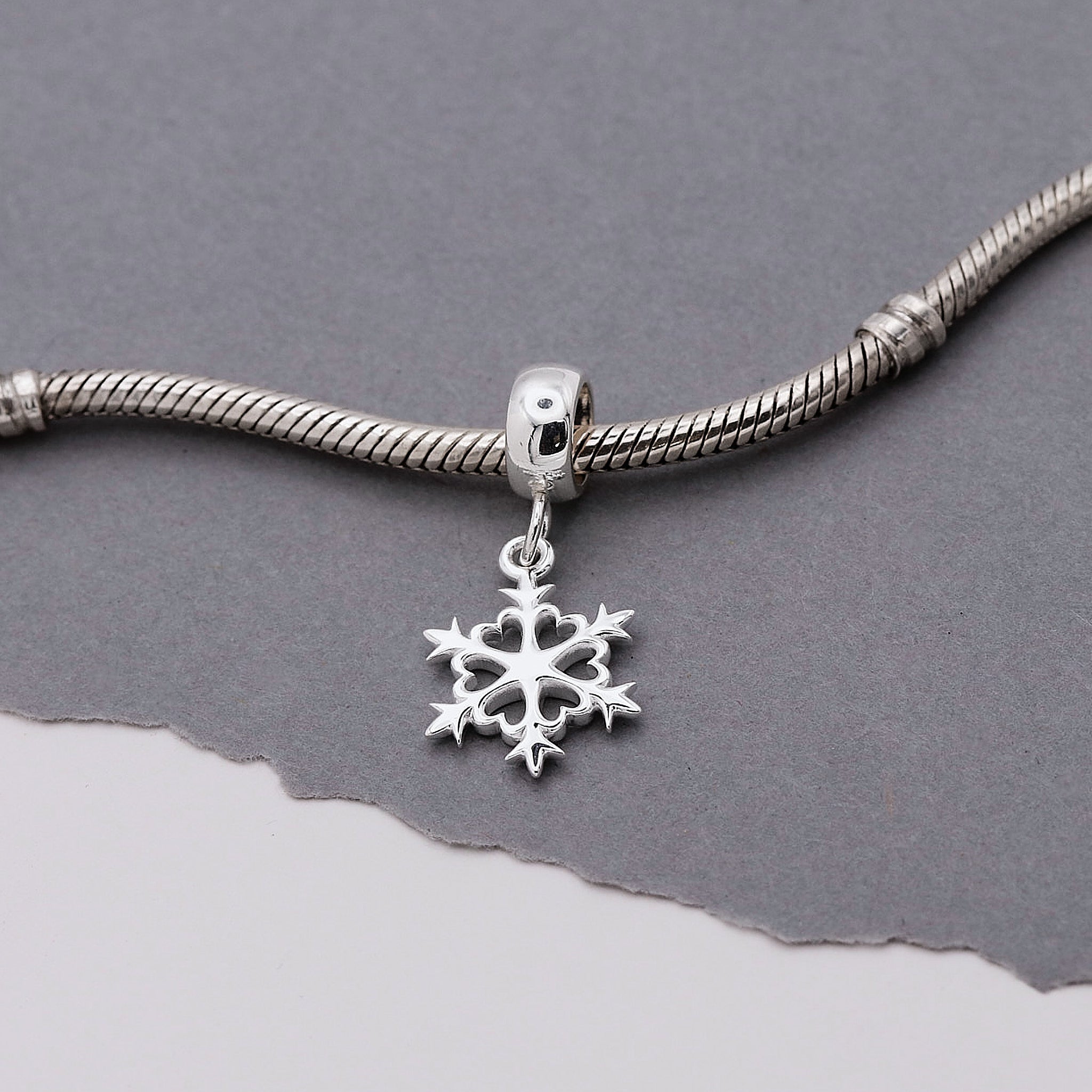 Snowflake Silver Charm - Jays Shop uk