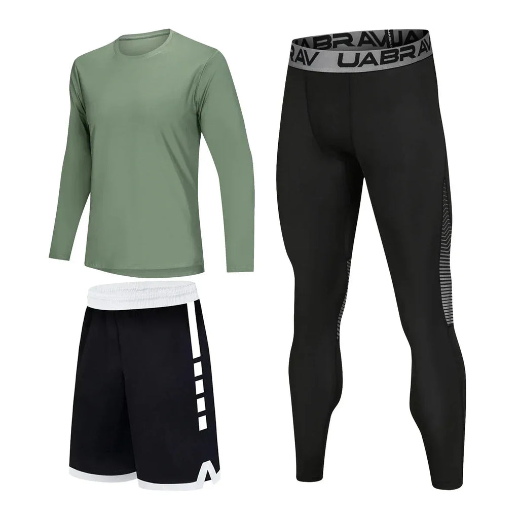 Sportswear for Men: High-Elastic Quick-Drying Compression Leggings Set