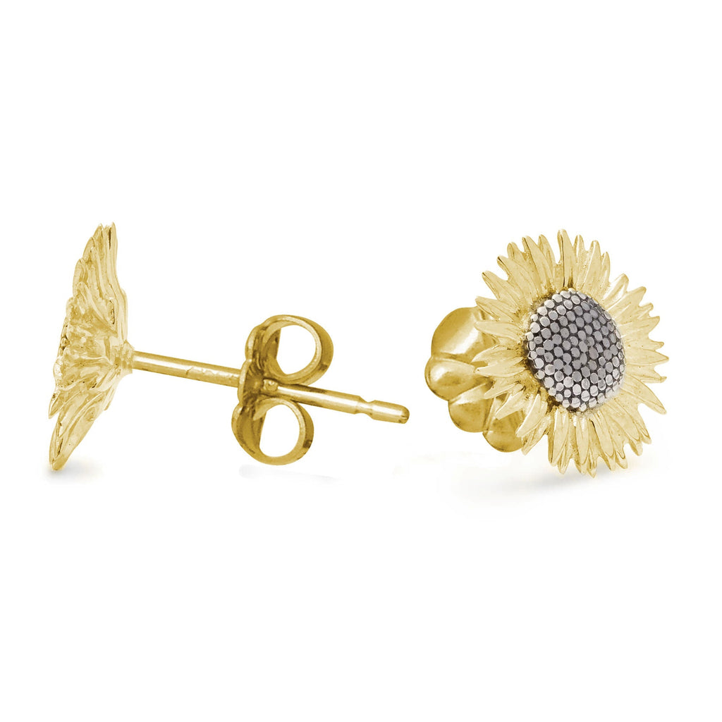 Sunflower Silver & Gold Vermeil Stud Earrings - Jays Shop uk