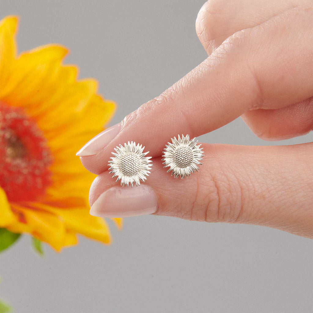 Sunflower Silver Stud Earrings - Jays Shop uk