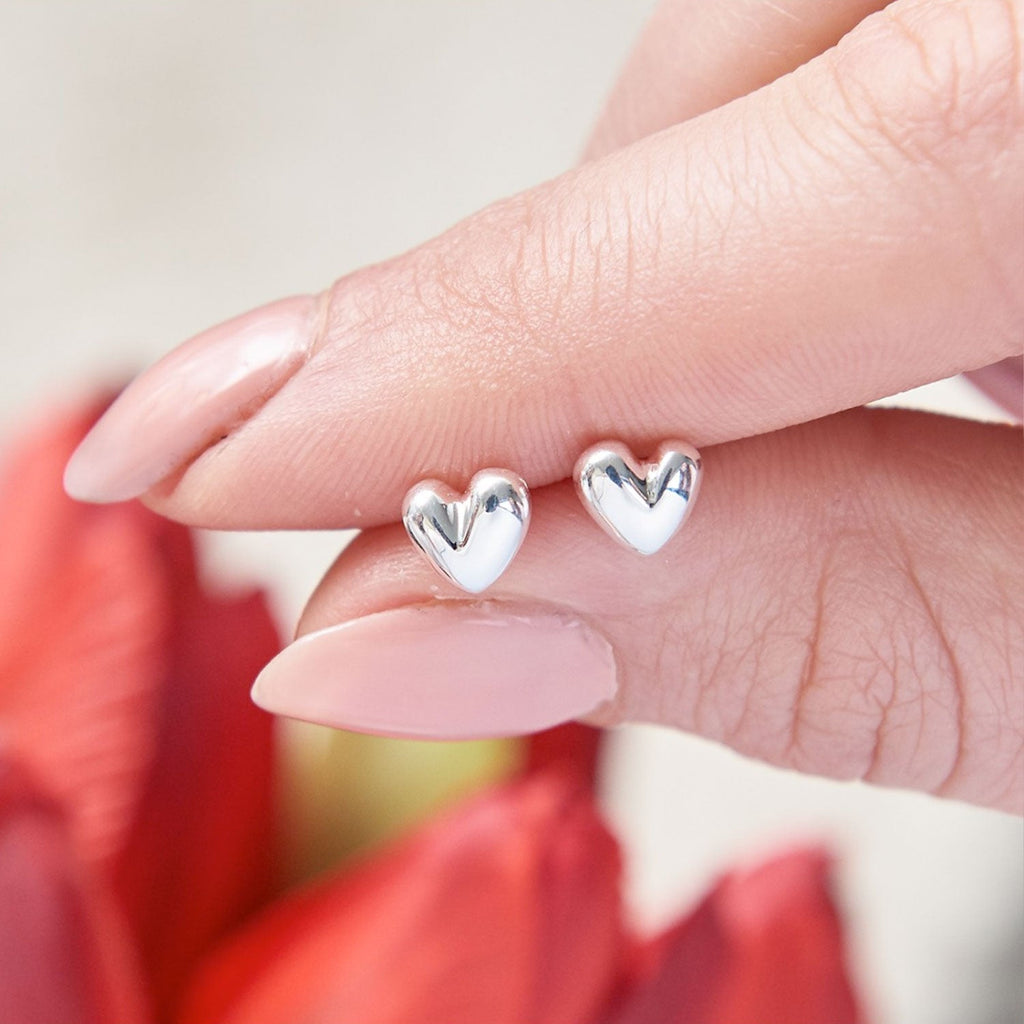 Sweetheart Silver Stud Earrings - Jays Shop uk