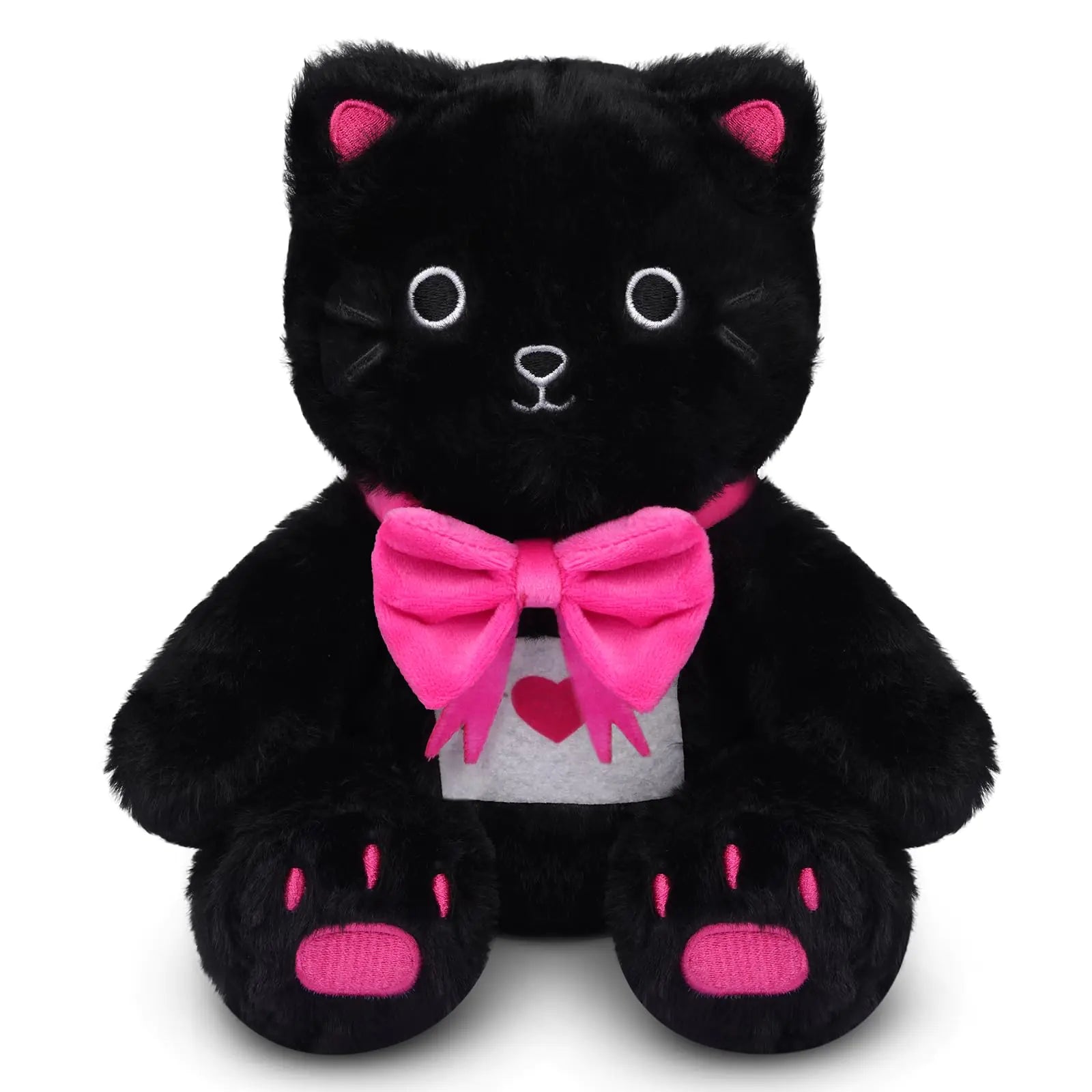 LSYDCARM Cat Stuffed Animals Valentines Plush Cute Black Cat Plush with Envelope Valentines Day Stuffed Animals Soft Stuffed Black Cat Valentines Day Gift for Kids Girls Girlfriend Boyfriend