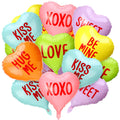 24 Pieces Valentines Day Heart Balloons 18 Inch Heart Shaped Balloons You Are Loved Sweetest Day Balloons Kiss Me Love Foil Balloon for Valentine Decoration Romantic Wedding Anniversary(Conversation)
