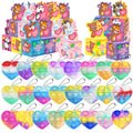 24 Pack Valentines Day Gifts for Kids Pop Fidget Toy Party Favor Set with Greeting Card Boxes for Kids Girls Bays Valentine Heart Pop Stress Relief Fidget Toys Classroom Exchange Prizes Gifts