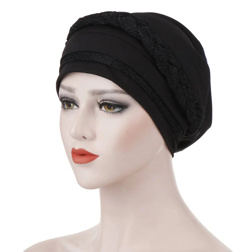 Multi-color Crystal Three-layer Hemp Turban Hat