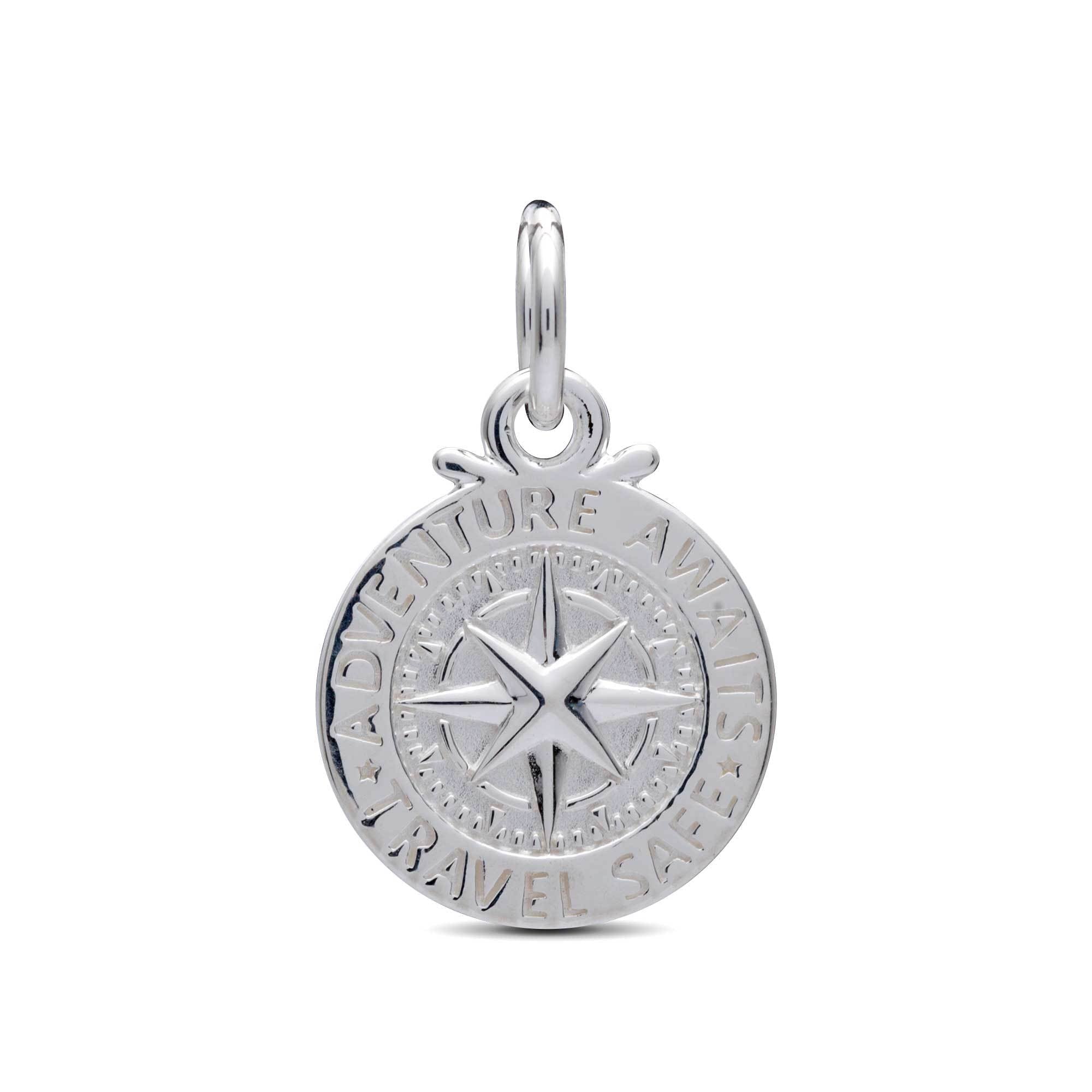 Travel Safe Compass Personalised Silver Charm - Jays Shop uk
