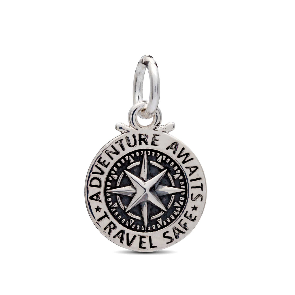 Travel Safe Compass Personalised Silver Charm - Jays Shop uk