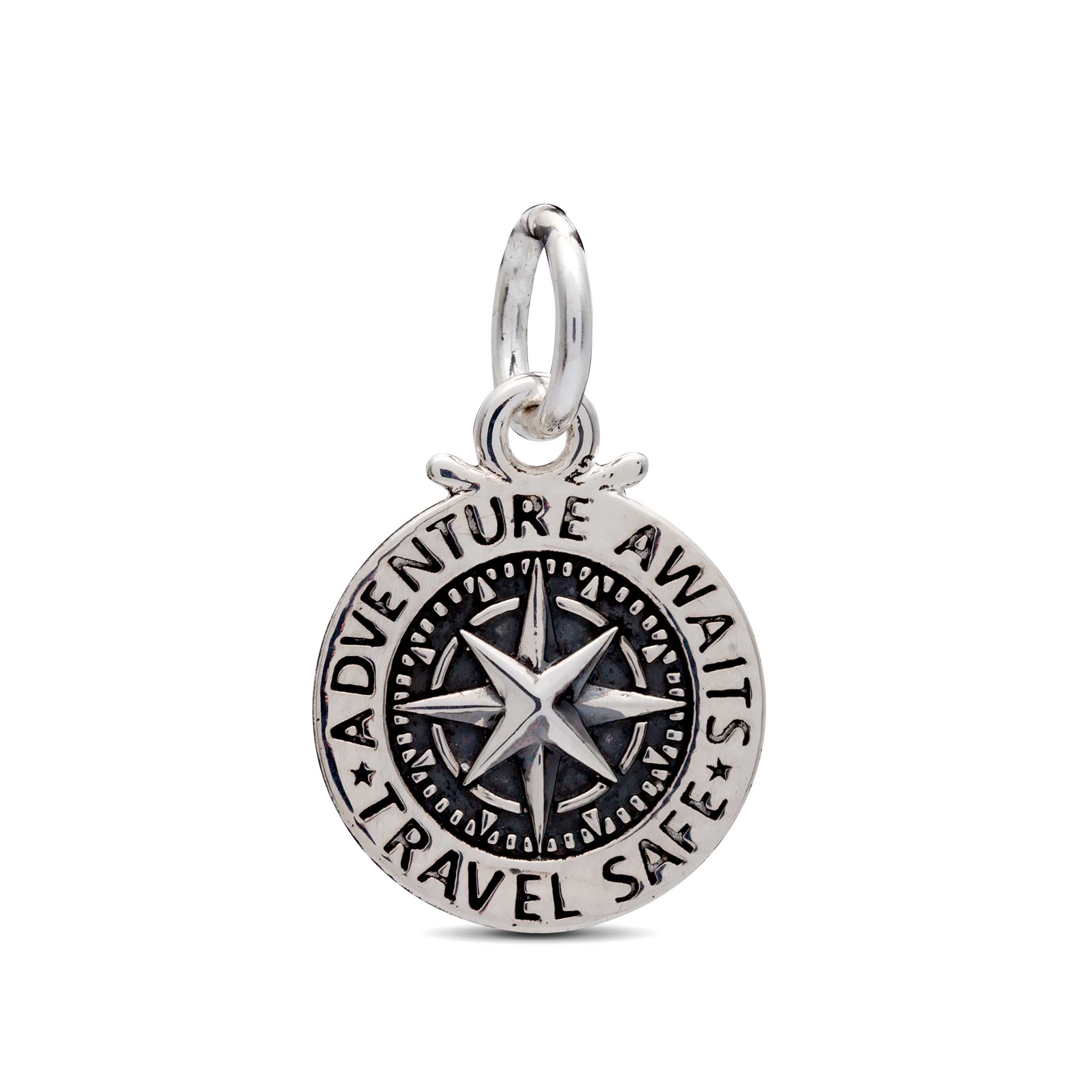 Travel Safe Compass Personalised Silver Charm - Jays Shop uk