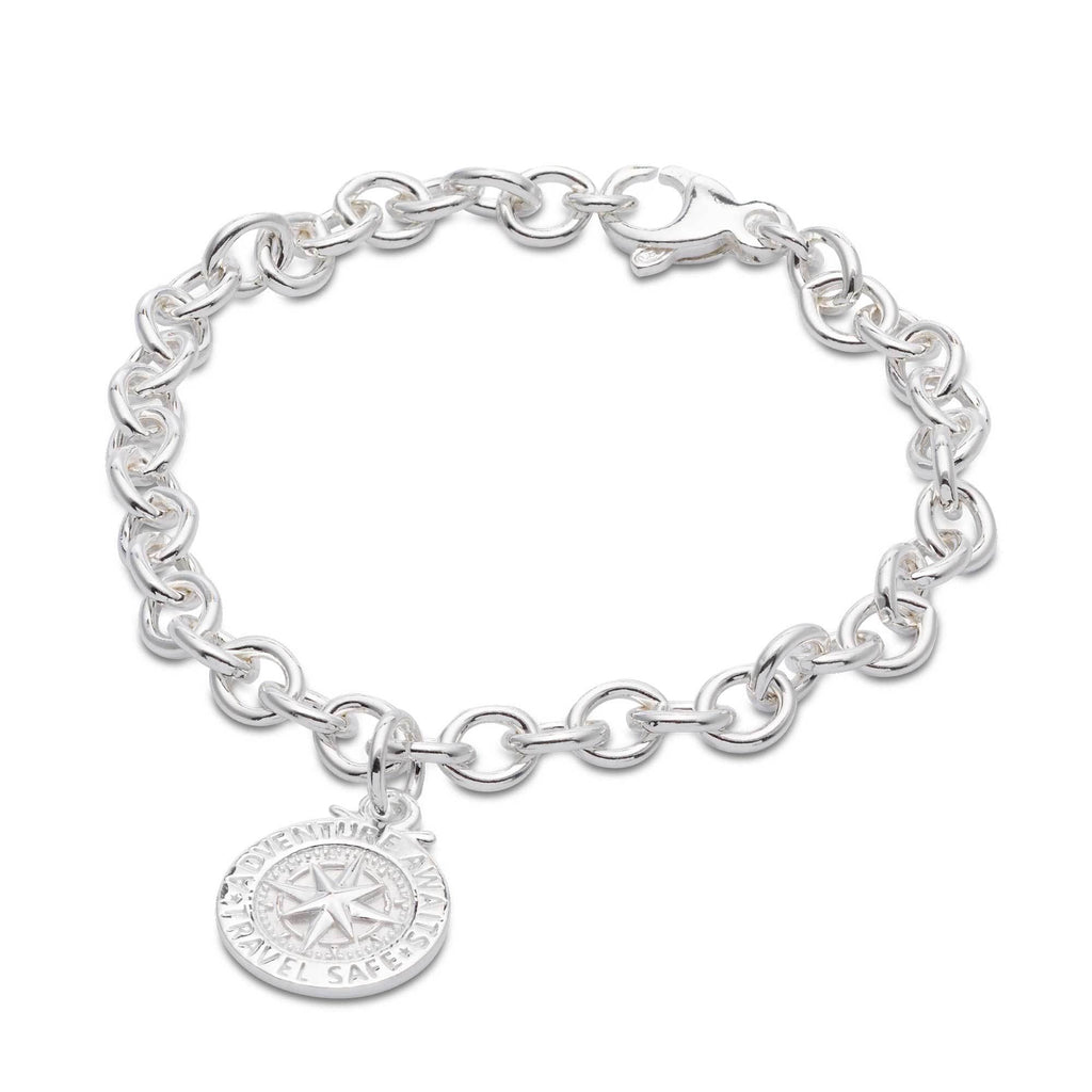 Travel Safe Compass Personalised Silver Charm - Jays Shop uk