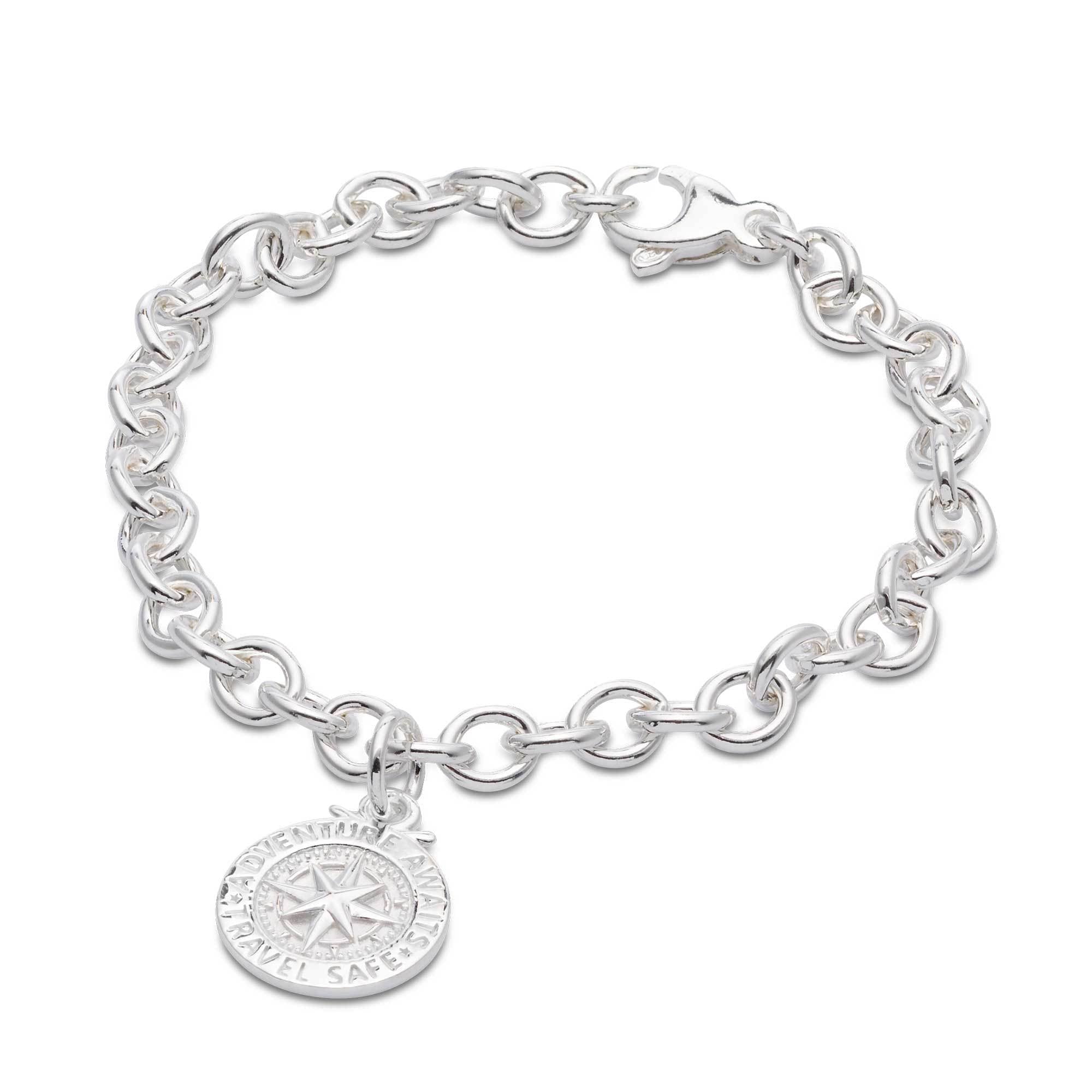 Travel Safe Compass Personalised Silver Charm - Jays Shop uk