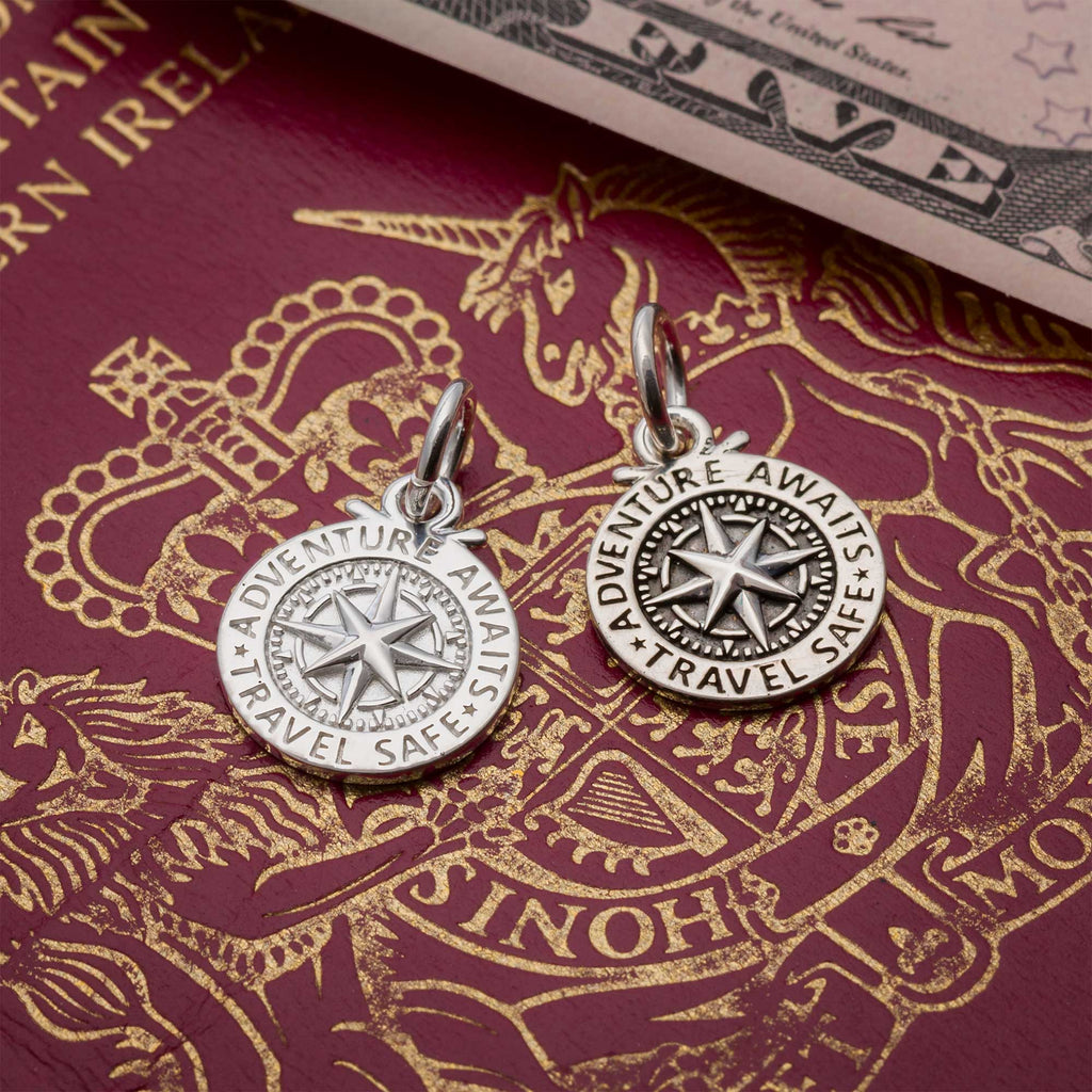 Travel Safe Compass Personalised Silver Charm - Jays Shop uk