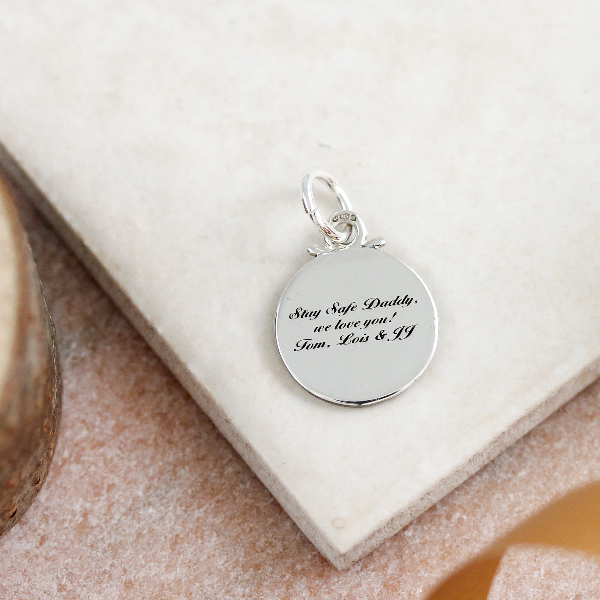 Travel Safe Compass Personalised Silver Charm - Jays Shop uk