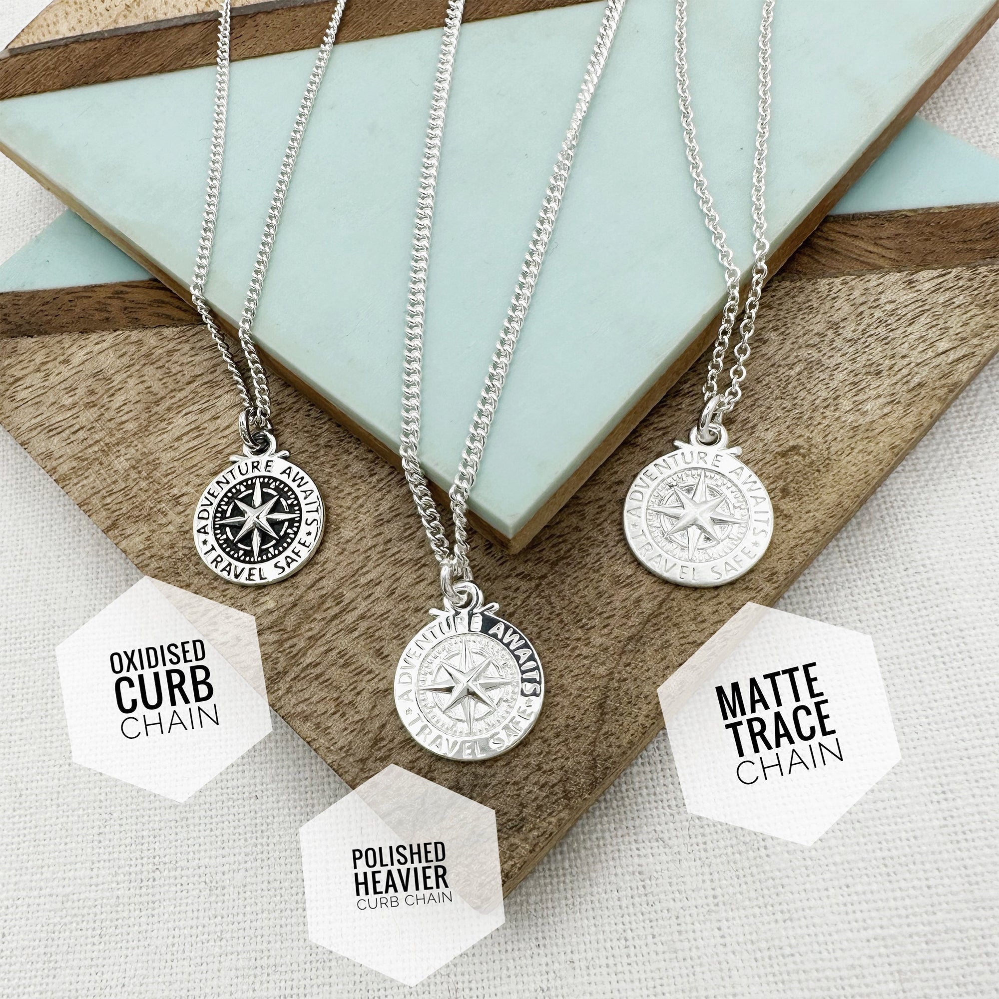 Travel Safe Compass St Christopher Small Silver Necklace - Jays Shop uk