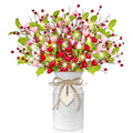 Valentines Day Decorations6 Picks Red Pink Heart Berry Stems with Vase and LightValentines Day Gifts Valentine Floral Picks for The Home Party Bedroom (Flowers 18 Inch Vase 8 Inch)