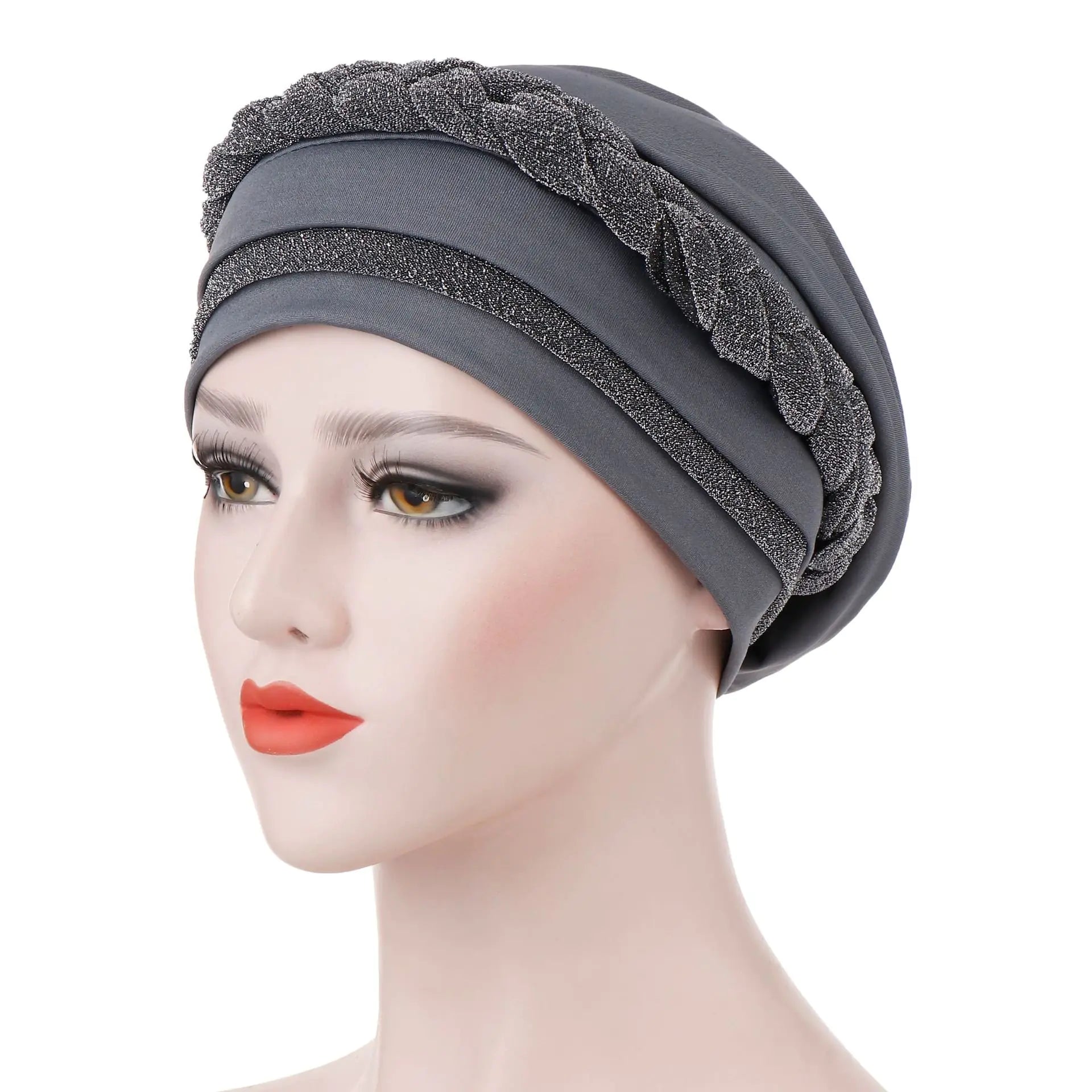Multi-color Crystal Three-layer Hemp Turban Hat