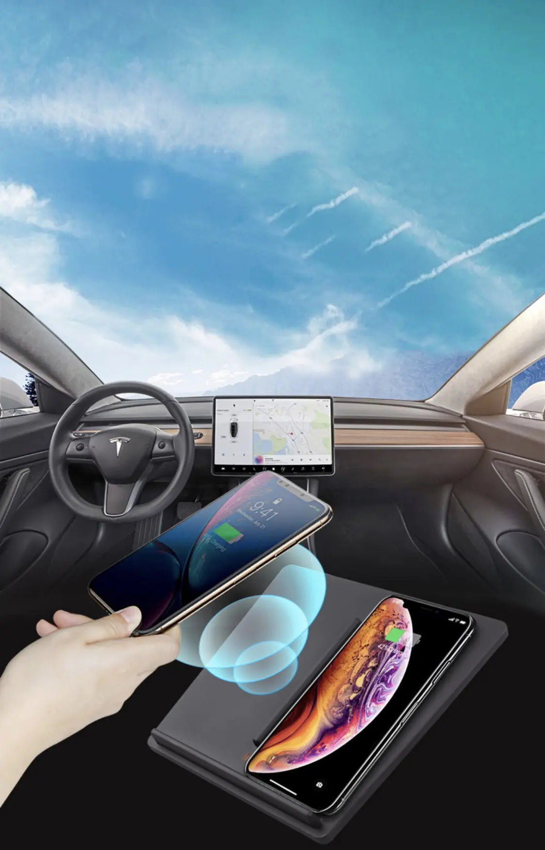 Tesla Model 3 Dual Fast Wireless Charger for Cars