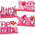 4Pcs Valentines Day Decorations Happy Valentines Day Wooden Table Centerpieces XOXO Be Mine Valentines Day Table Decorations Valentine Decorations for Home Valentines Day Gifts