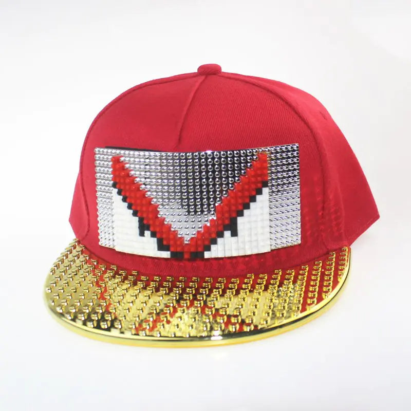 DIY Pixelated LEGO Cap in Gold and Silver Colors