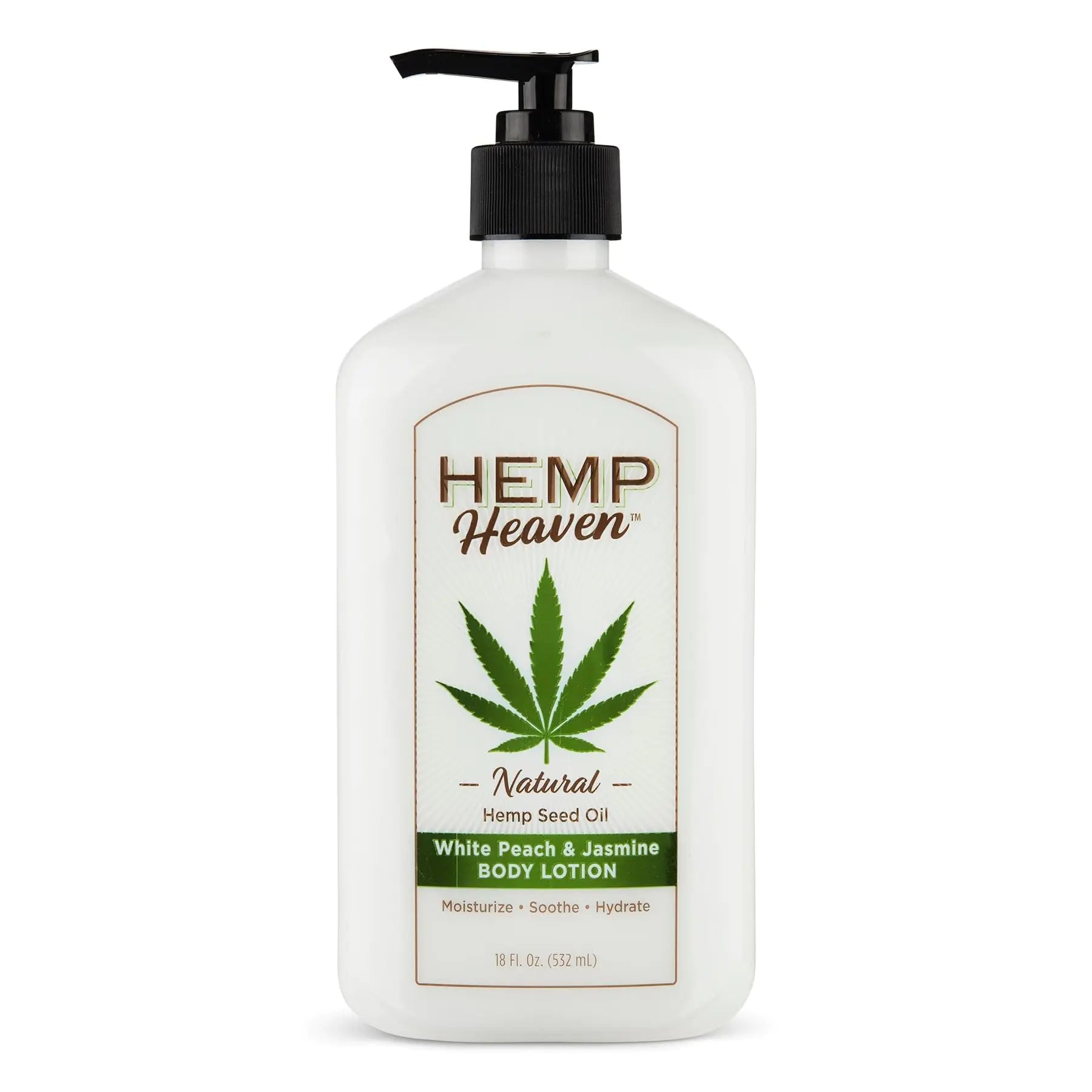 Hemp Heaven Moisturizing Body Lotion – Peach – Jasmine Scent made with Natural Hemp Seed Oil For Men & Women18 Oz