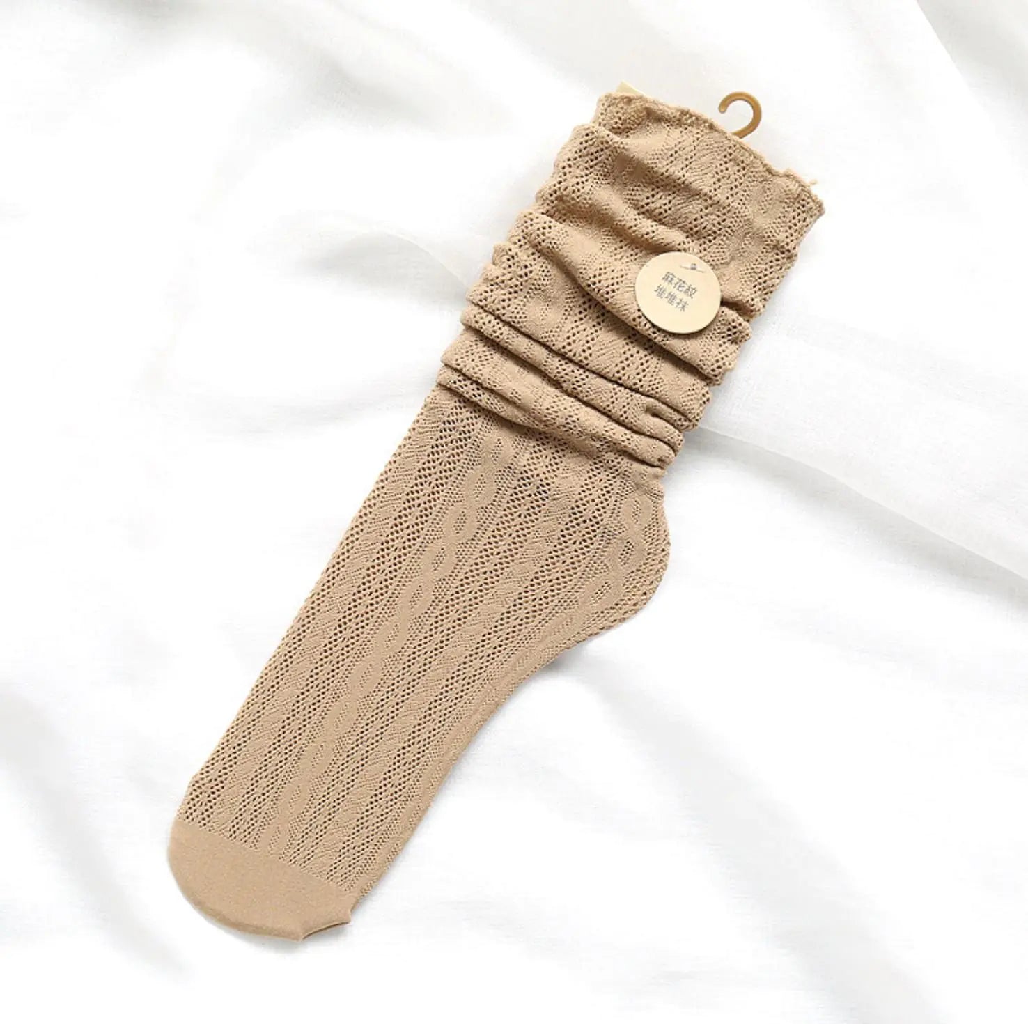 Hemp Pattern Elastic Wood Ears Women's Socks