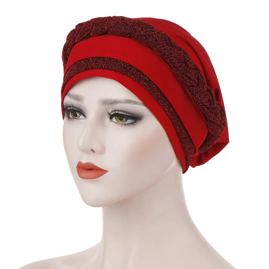 Multi-color Crystal Three-layer Hemp Turban Hat