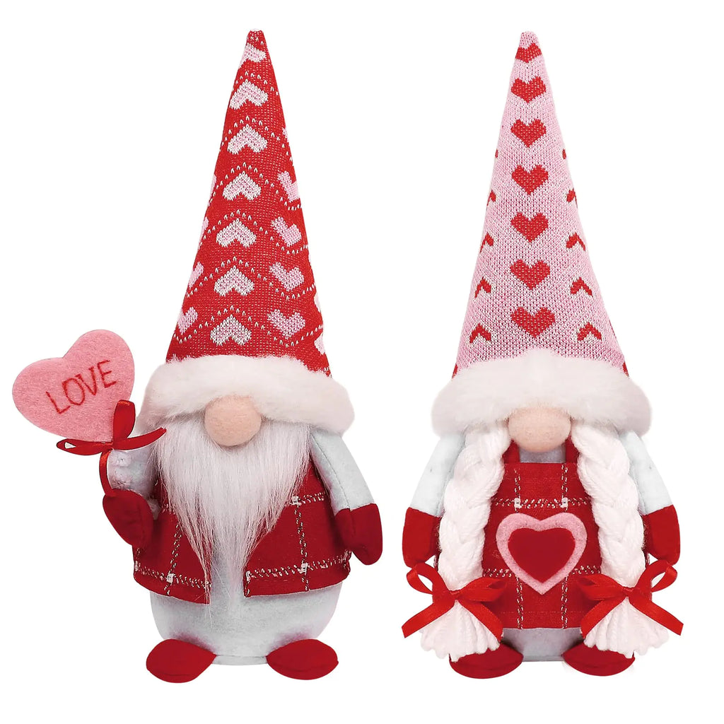 CRCZK Valentines Day Gnomes Plush Decor 2 Pack Mr & Mrs Handmade Tomte Swedish Gnome Valentines decorationes Home Table Elf Gnomes Ornaments -Sweet Valentines Day Present