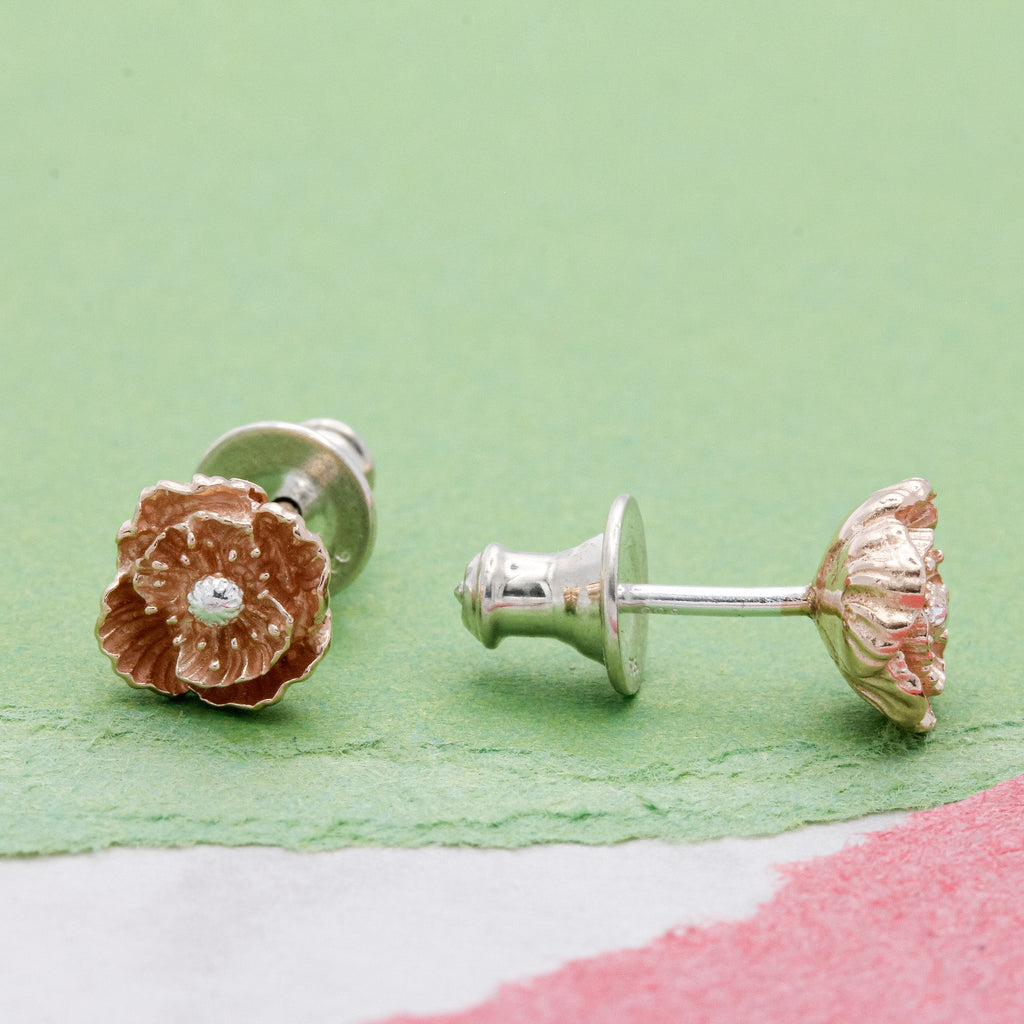 Poppy Silver & Rose Gold Vermeil Studs