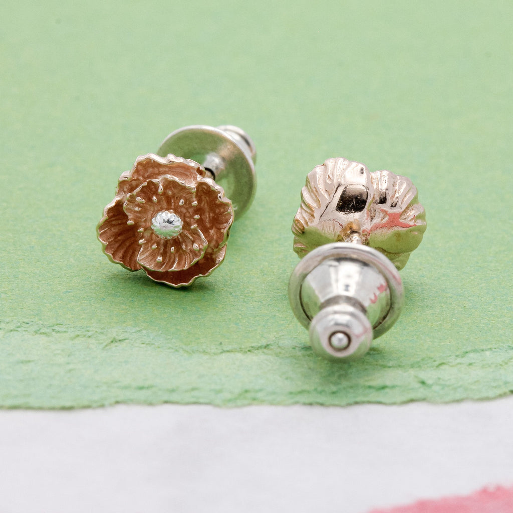 Poppy Silver & Rose Gold Vermeil Studs