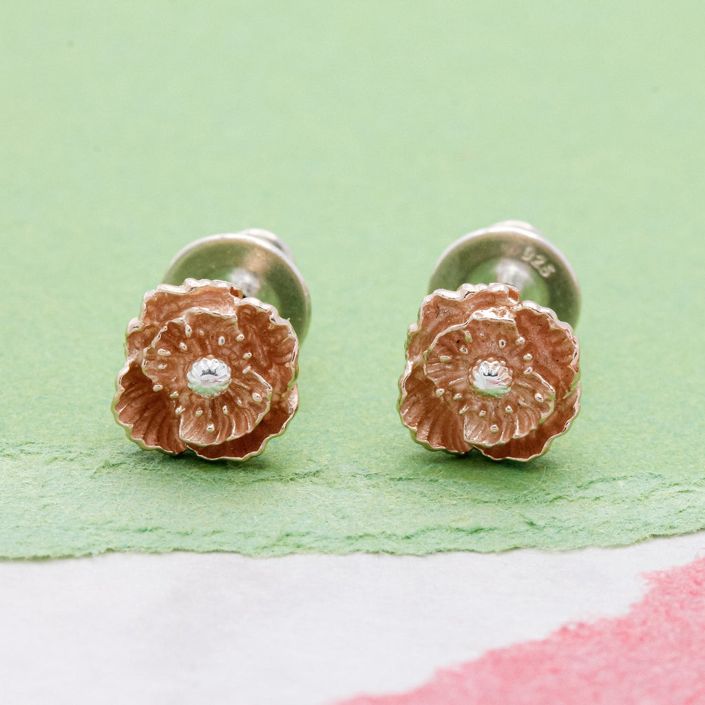 Poppy Silver & Rose Gold Vermeil Studs