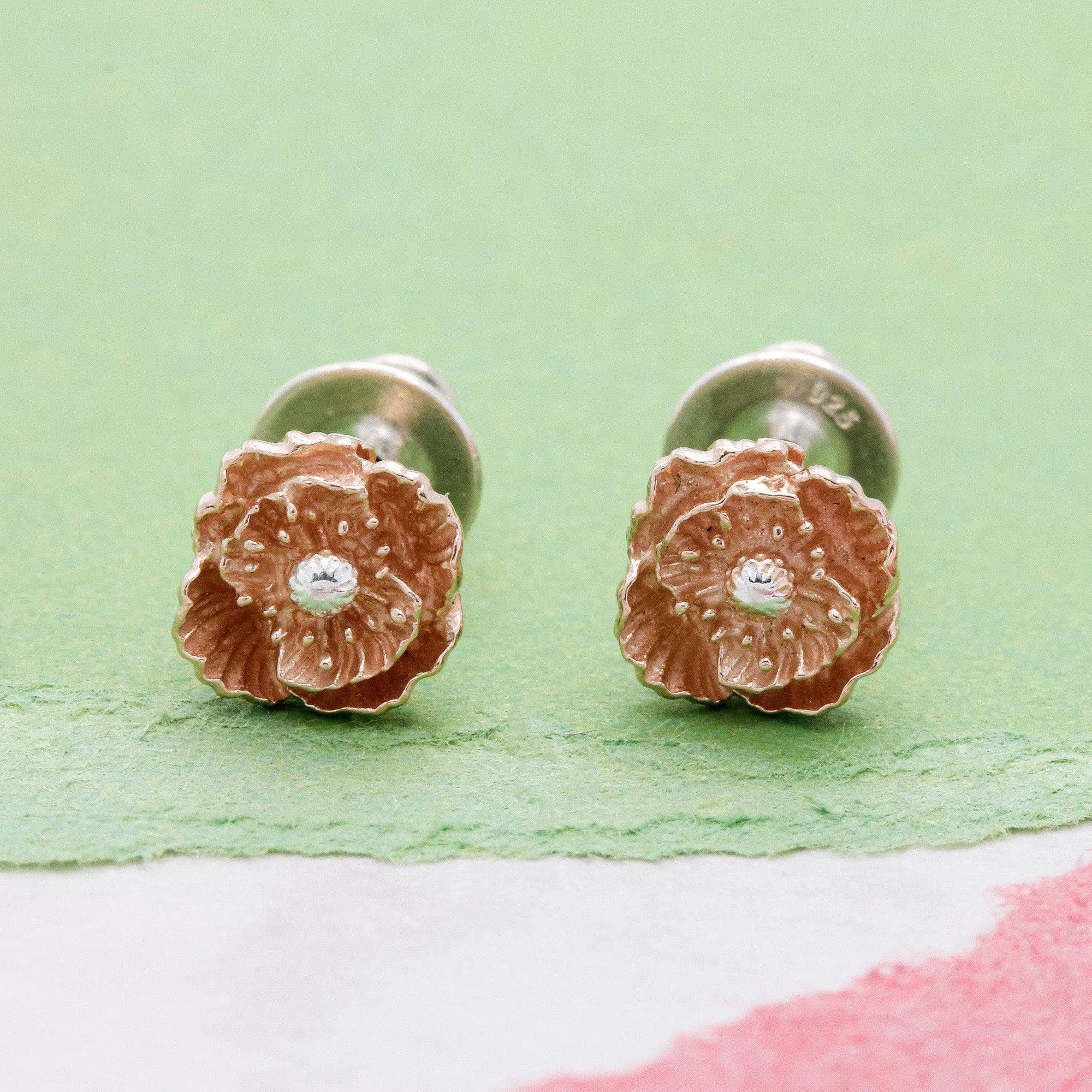 Poppy Silver & Rose Gold Vermeil Studs