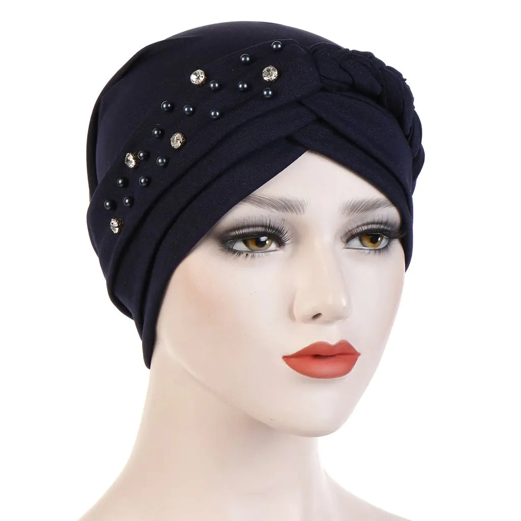 Multi-color Crystal Three-layer Hemp Turban Hat