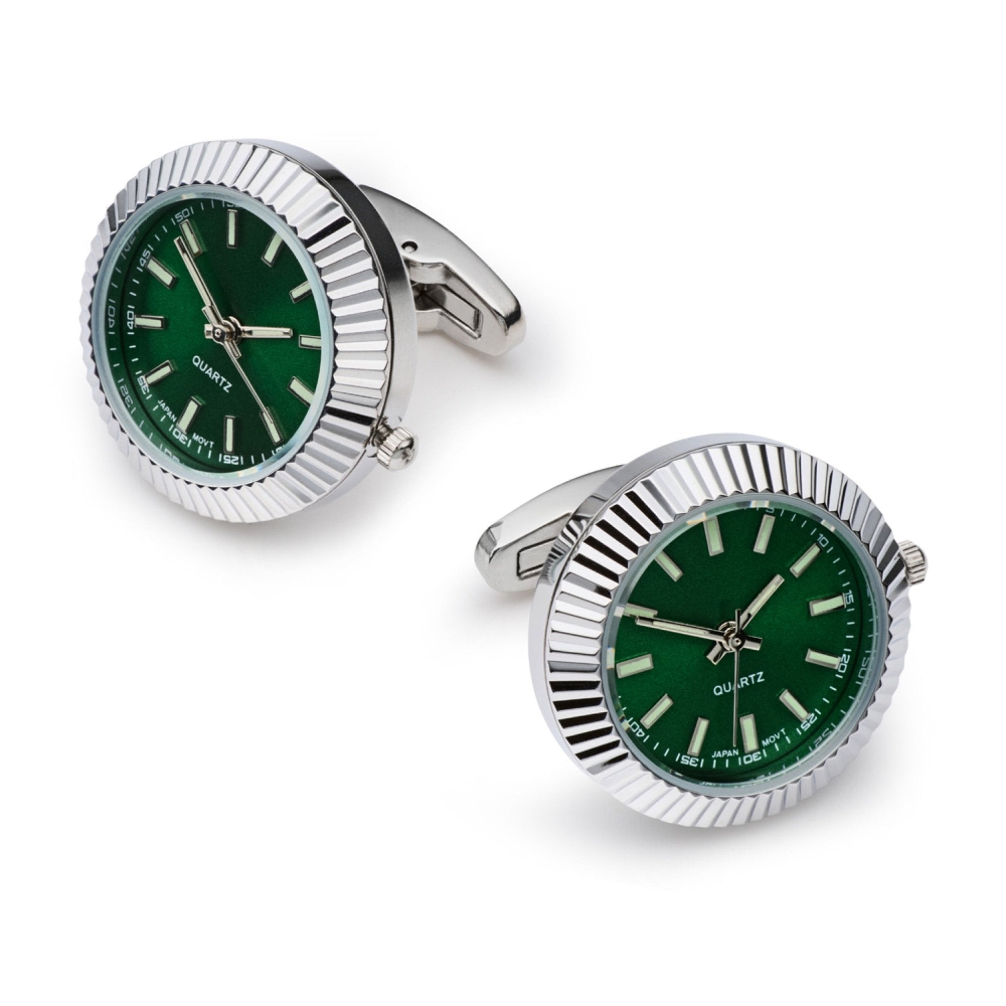 Working Watch Cufflinks In Silver and Green - Jays Shop uk