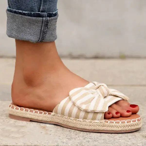 Large Hemp Rope Bowknot Slippers for Women