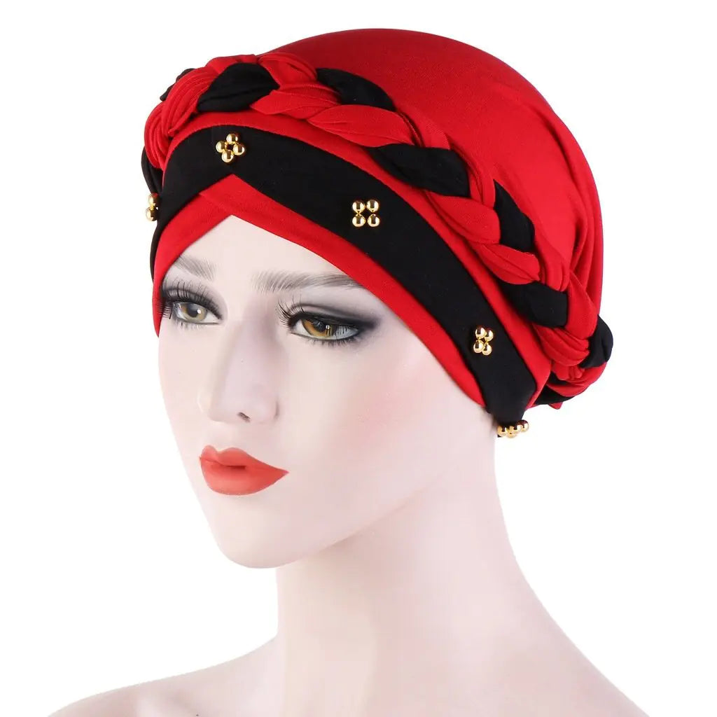 Multi-color Crystal Three-layer Hemp Turban Hat